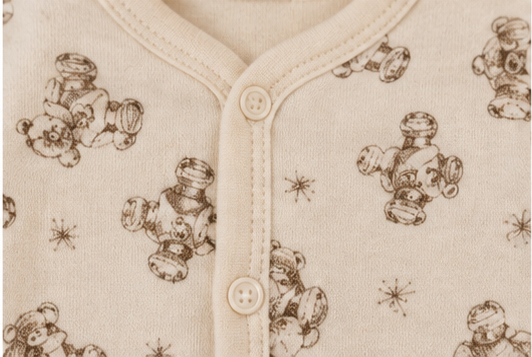 DONZY baby cotton cardigan teddy bear star print flat lay