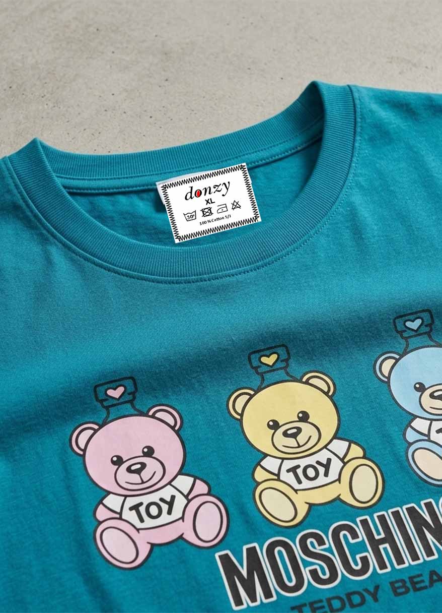 Women’s teal graphic printed T-shirt with teddy bear design