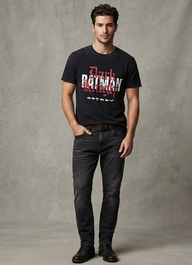 Men's black Dark Knight graphic print T-shirt