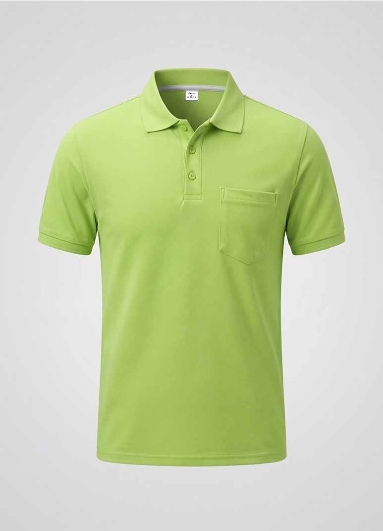 Men's lime green cotton polo t-shirt with chest pocket