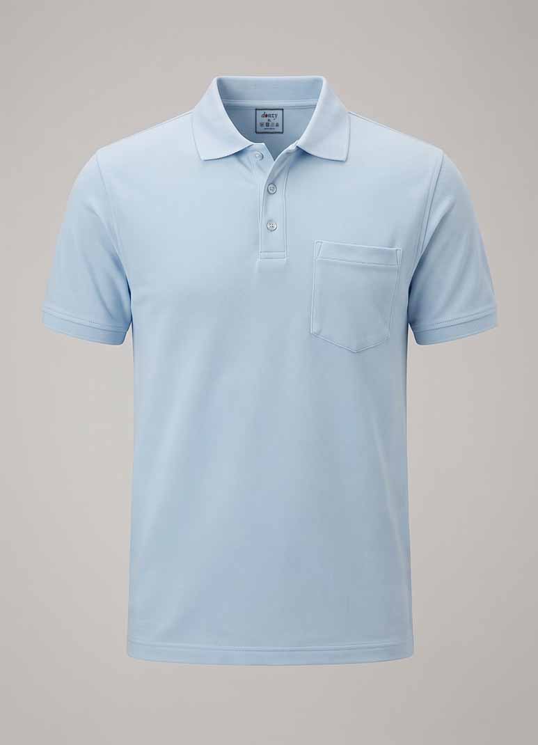 Men's sky blue cotton polo t-shirt with chest pocket