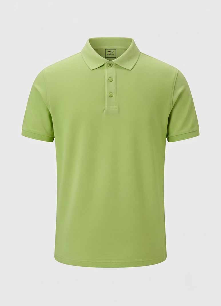 Men's lime green cotton polo t-shirt without pocket